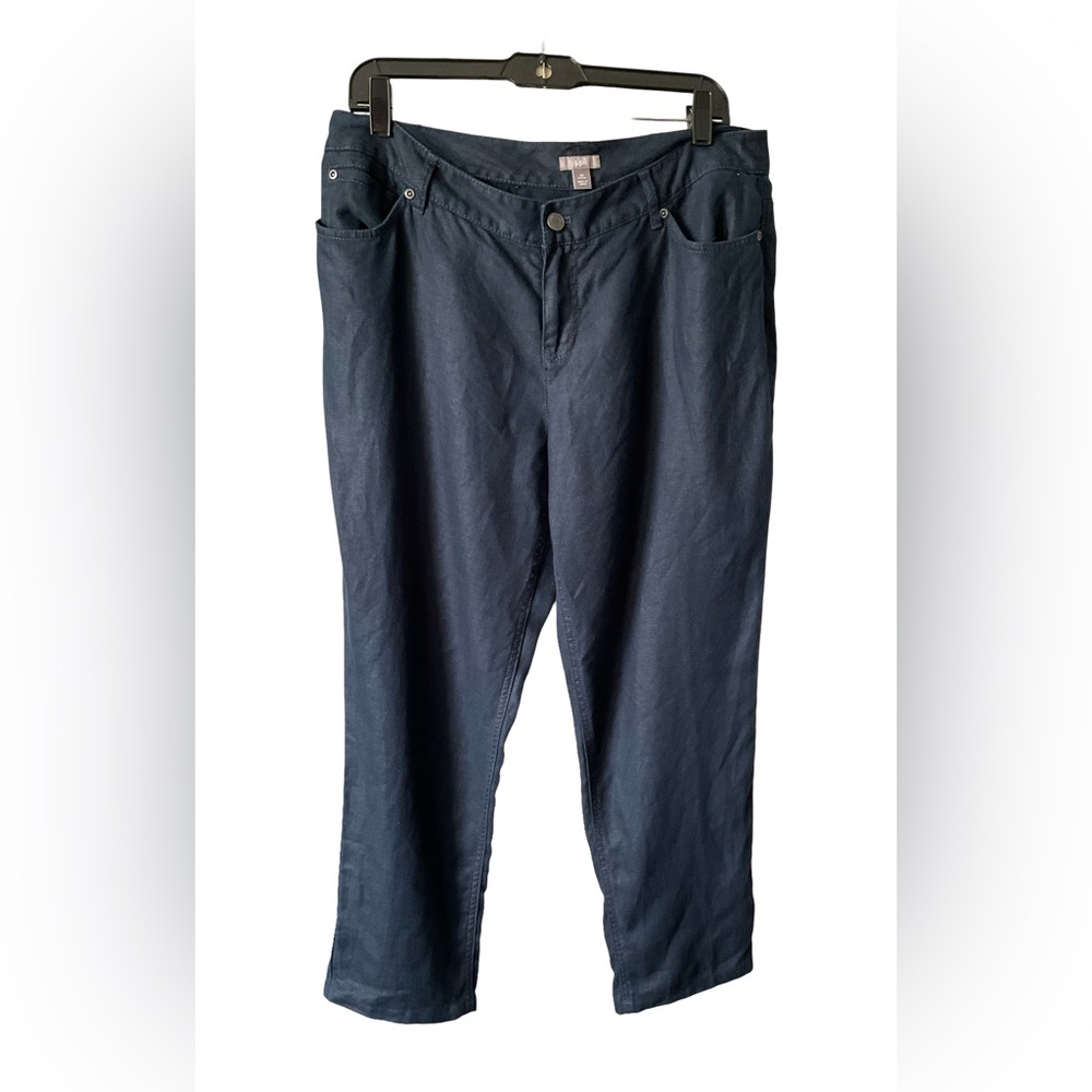 J.Jill Navy Linen Pants Size 12P